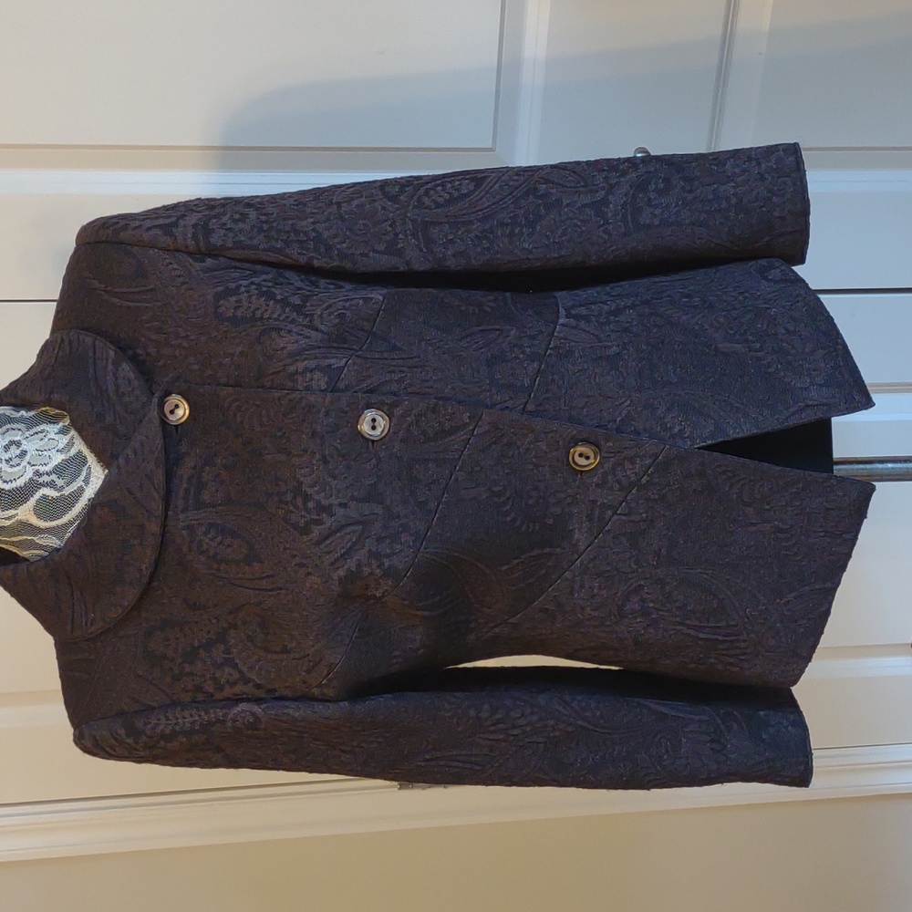 Gorgeous Vintage Italian Made Brown Paisley Brocade Jacket EUC